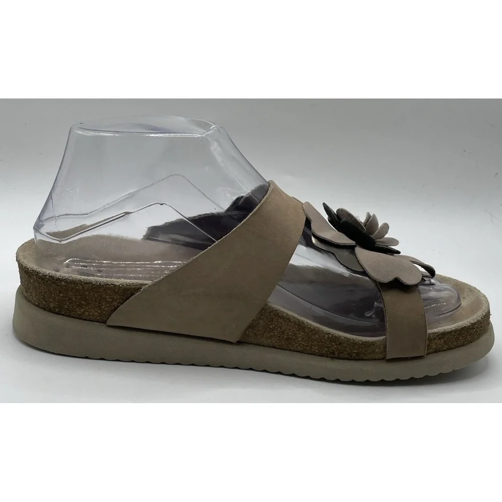 Mephisto Helen Flower Women Brown Leather Air Relax Comfort Cork Sandal Size 37
